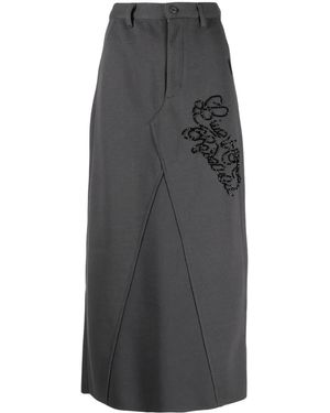 Izzue Gonna Midi Con Ricamo - Grigio