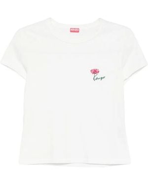 KENZO Flower-Embroidered T-Shirt - White