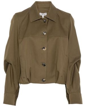 Loewe Anagram-Embroidered Cropped Jacket - Green
