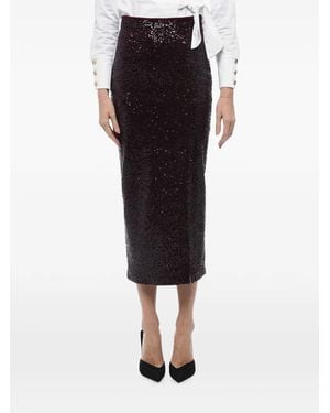 In the mood for love Sequin-Embellished Midi Skirt - Black