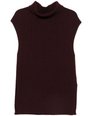 Bompard Ribbed Cashmere Vest - Purple