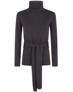 Pierantoniogaspari Rollkragenpullover Mit Gürtel - Blau