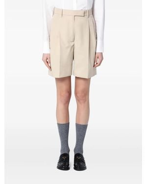 Thom Browne High-Waist Pleated Shorts - Natural