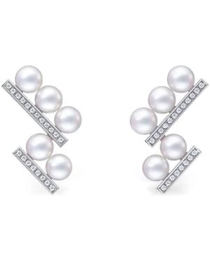 Tasaki Balance Step Neo Oorbellen Met Parel En Diamant - Wit
