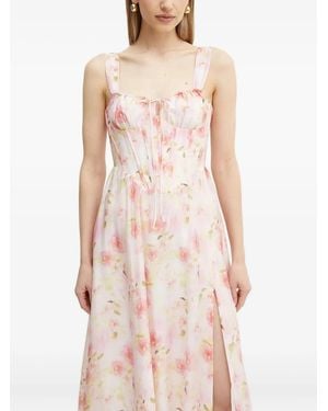 Bardot Robe Mi-Longue Esra À Fleurs - Rose