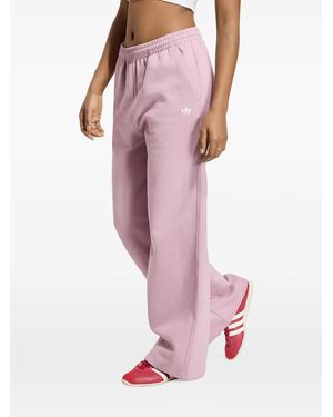 adidas Essentials Logo-Embroidered Track Trousers - Pink