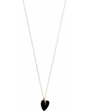 Ginette NY 18Kt Angèle Mini Onyx Heart Chain Necklace - White