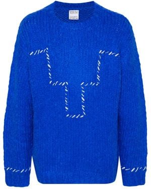 Marcelo Burlon Maglione Con Ricamo - Blu