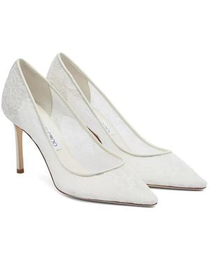Jimmy Choo Romy 85 Ivory Lace Pumps - White
