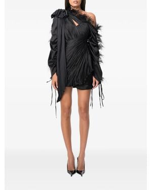 NORINA ST Jamila Feather-Trim Ruched Mini Dress - Black