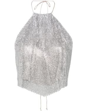 MANURI Paper Rock Chainmail Halterneck Top - Grey