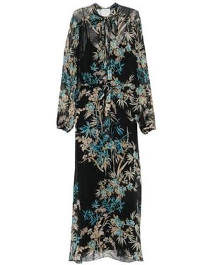 forte_forte Floral-Print Tie-Neck Dress - Green