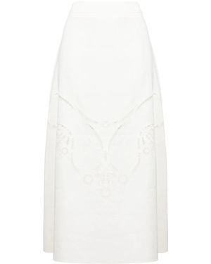 Chloé Jupe Brodée À Taille-Haute - Blanc