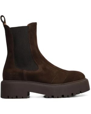 COPENHAGEN Suede Platform Boots - Brown