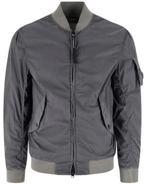 C.P. Company Logo-Detail Bomber Jacket - Grey