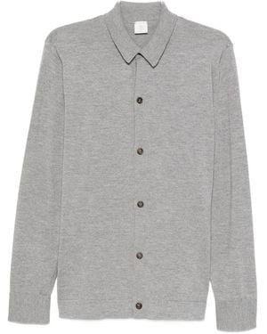 Eleventy Button-Down Wool Shirt - Grey