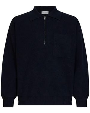Roberto Collina Quarter-Zip Chest-Pocket Polo Shirt - Blue