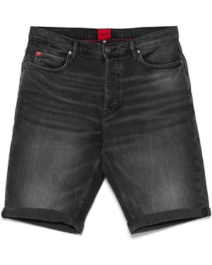 HUGO Denim Shorts Met Logopatch - Grijs