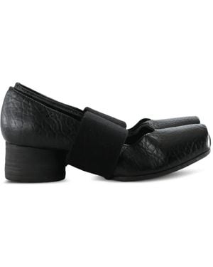 Uma Wang Crinkled-Effect Block-Heel Ballet Court Shoes - Black