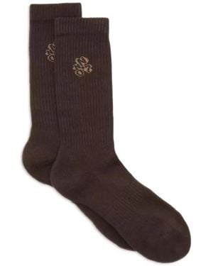 NN07 Calcetines Tennis Con Logo Bordado - Marrón