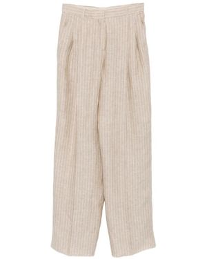 Max Mara Fonte Pinstripe-pattern Pleated Pants - White
