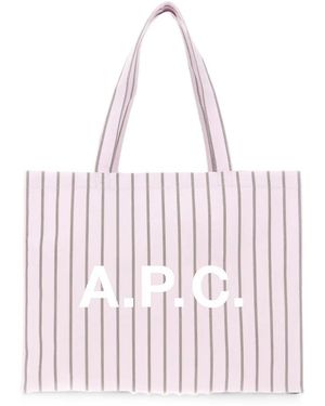 A.P.C. Diane Logo-Print Striped Tote Bag - Pink