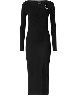Pinko Safety-Pin Ruched Midi Dress - Black