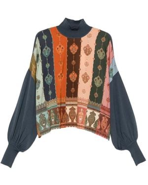 Zimmermann Paisley-Print Panelled Jumper - Black