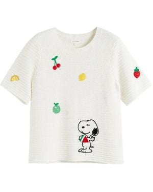 Chinti & Parker Snoopy Crochet T-Shirt - White