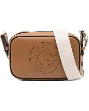 Karl Lagerfeld Logo-Perforated Crossbody Bag - Brown
