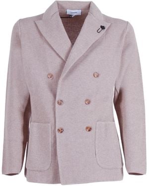 Lardini Double-Breasted Knit Jacket - Purple