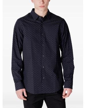 ARMANI EXCHANGE Polka-Dot Long-Sleeve Shirt - Blue