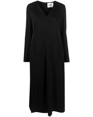Jil Sander Long-Sleeve Midi Dress - Black