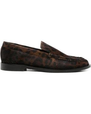 Gioseppo Leopard-Print Pony-Hair Loafers - Black