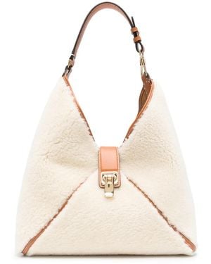 Ermanno Scervino Sac Porté Épaule Olivia Médium En Peau Lainée - Neutre