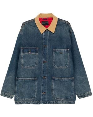 Emporio Armani Contrast-Collar Denim Jacket - Blue