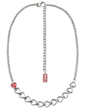 DIESEL Heart-Charm Chain Necklace - White