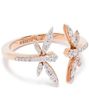 Anapsara 18Kt Rotgoldring Mit Diamanten Und Libellenmotiv - Weiß