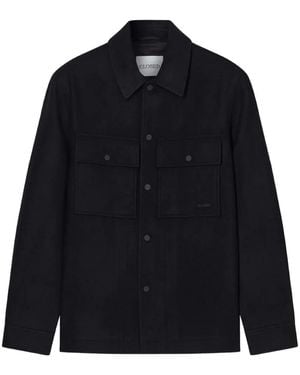 Closed Flap-Pocket Wool Shirt Jacket - Blue