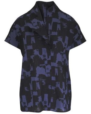 Zero + Maria Cornejo Brushstroke Ripple Blouse - Blue