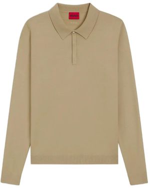 HUGO Slim-Fit Knit Polo - Natural