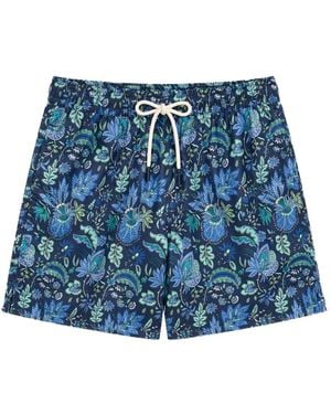 LES HÉRITIERS Captain Badeshorts Mit Blumen-Print - Blau