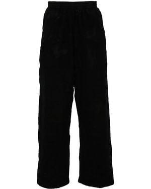 Balenciaga Crinkled-Effect Track Trousers - Black