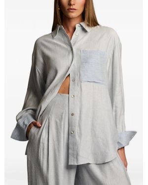 Hevron Chambray Pocket Shirt - Grey