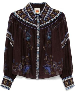 FARM Rio Embroidered Garden Blouse - Black