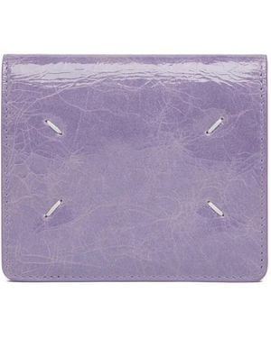 Maison Margiela Four Stitches Crackled Leather Wallet - Purple