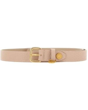 Gianni Chiarini Maxi-Grain Square-Buckle Leather Belt - White
