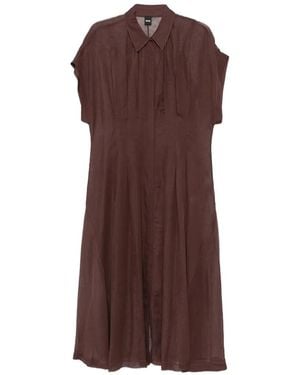 BOSS Short-Sleeve Pleated Midi Dress - Brown