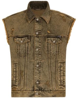 Dolce & Gabbana Overdyed Denim Gilet - Green