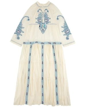Fortela Embroidery Tassel Dress - White